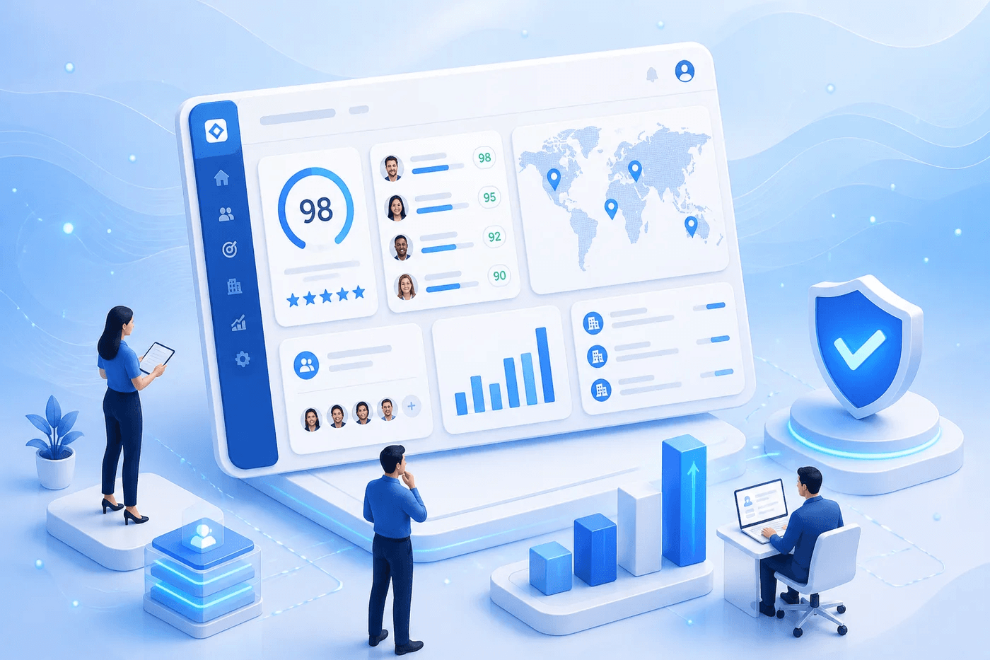 Enterprise team workspace with scoring, volume, and priority support