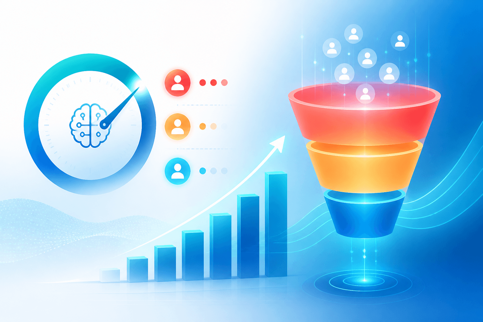 Lead scoring gauge with ranked pipeline priorities