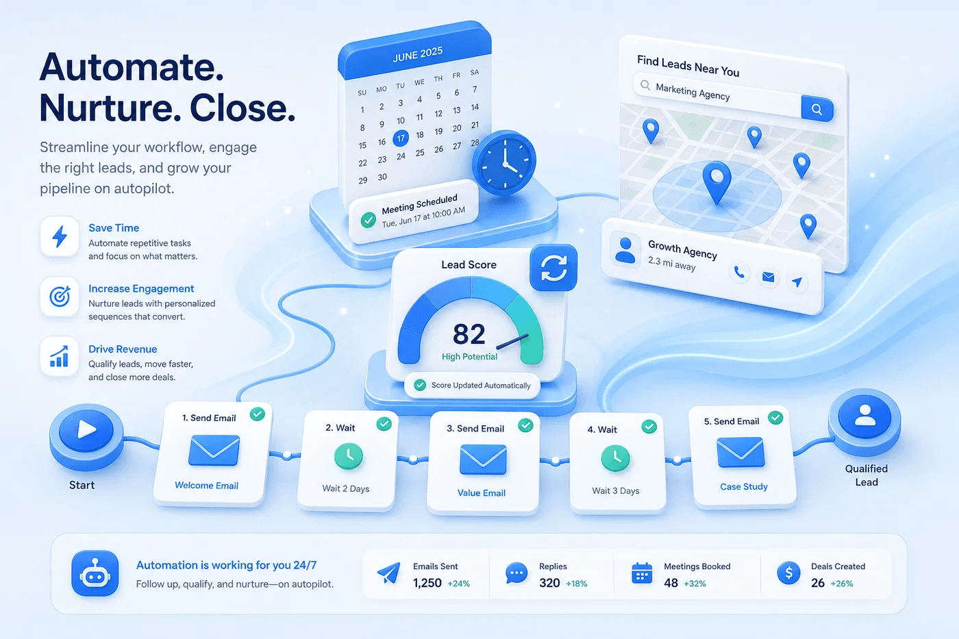 Automated lead generation workflow workspace