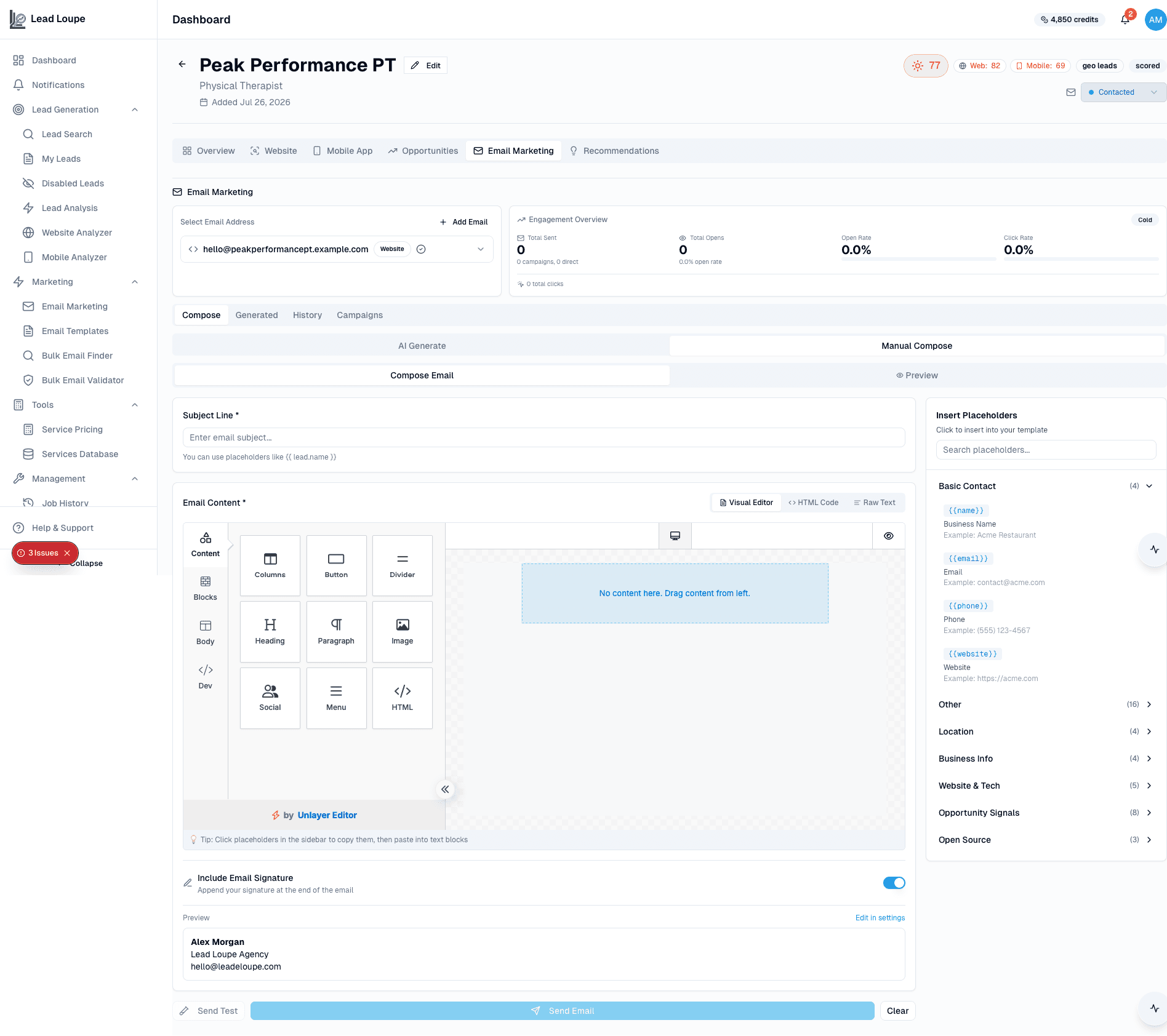 AI email composer for personalized outreach